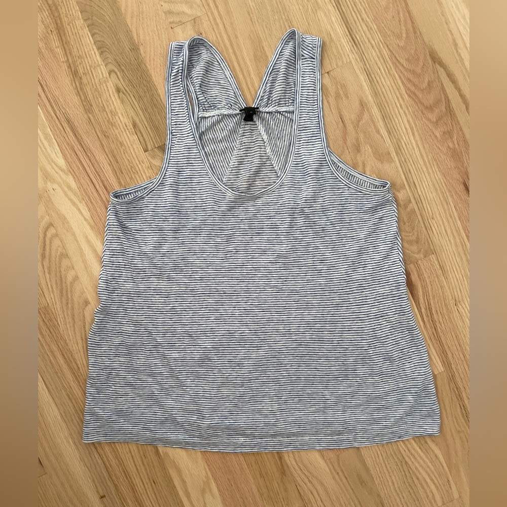 Jcrew blue and white striped tank top